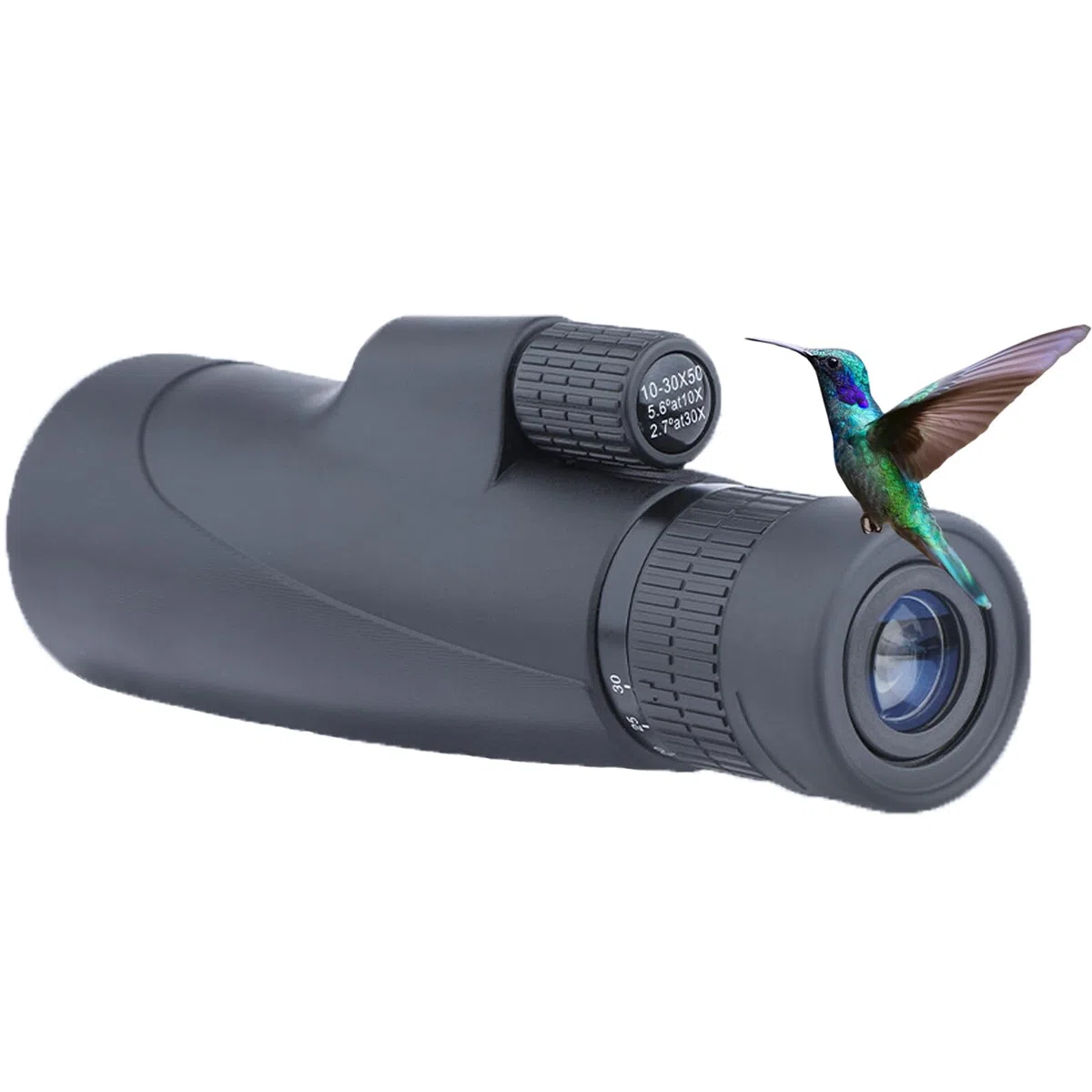 Monokular 10-30x50 Zoom Monokulares Teleskop with Clear Low Light Vision BAK4 Prisma, FMC Linse, inkl. Stativ & Smartphone Adapter mit Nachtsicht für Fußballspiele, Bullseye-Ziele/Birdwatching