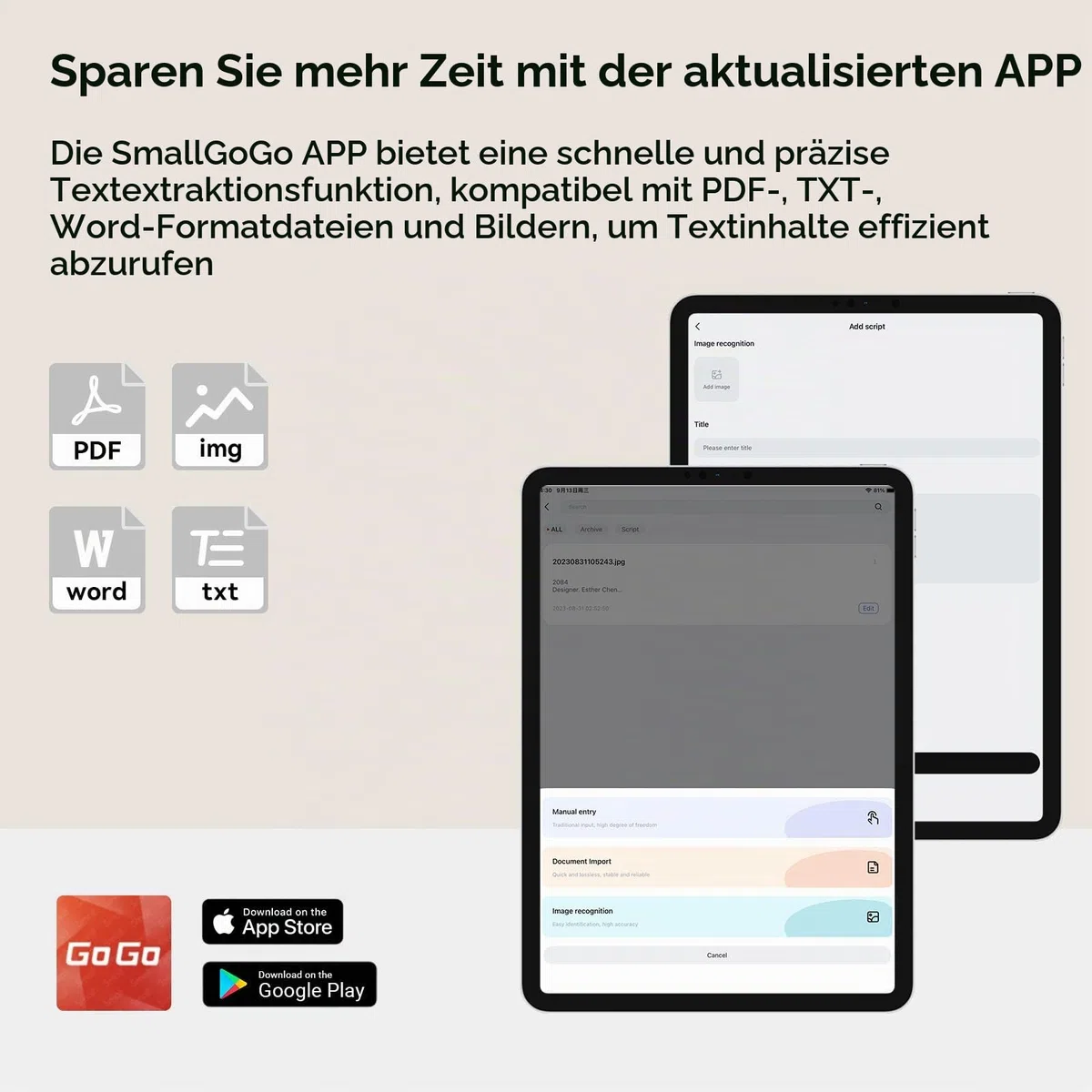 SMALLRIG Teleprompter für iPad für Android-Tablets bis zu 11 Zoll, Nicht für Smartphones, kleine GoGo-APP unterstützt PDF Picture Word TXT, muss mit 15 mm LWS Grundplatte für spiegellose DSLR – 3646B
