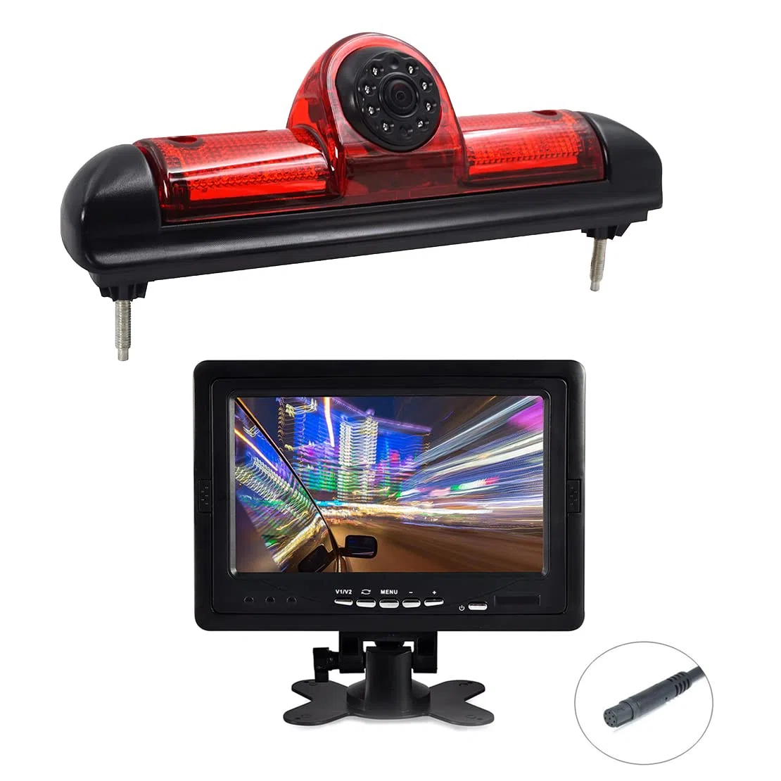 Auto Dritte Dach Top Mount Bremsleuchte Kamera Bremslicht Rückfahrkamera für Citroen Jumper/FIAT DUCATO X250 / Peugeot Boxer +7.0" Zoll Monitor TFT Bildschirm LKW KFZ LCD Display E-Mark
