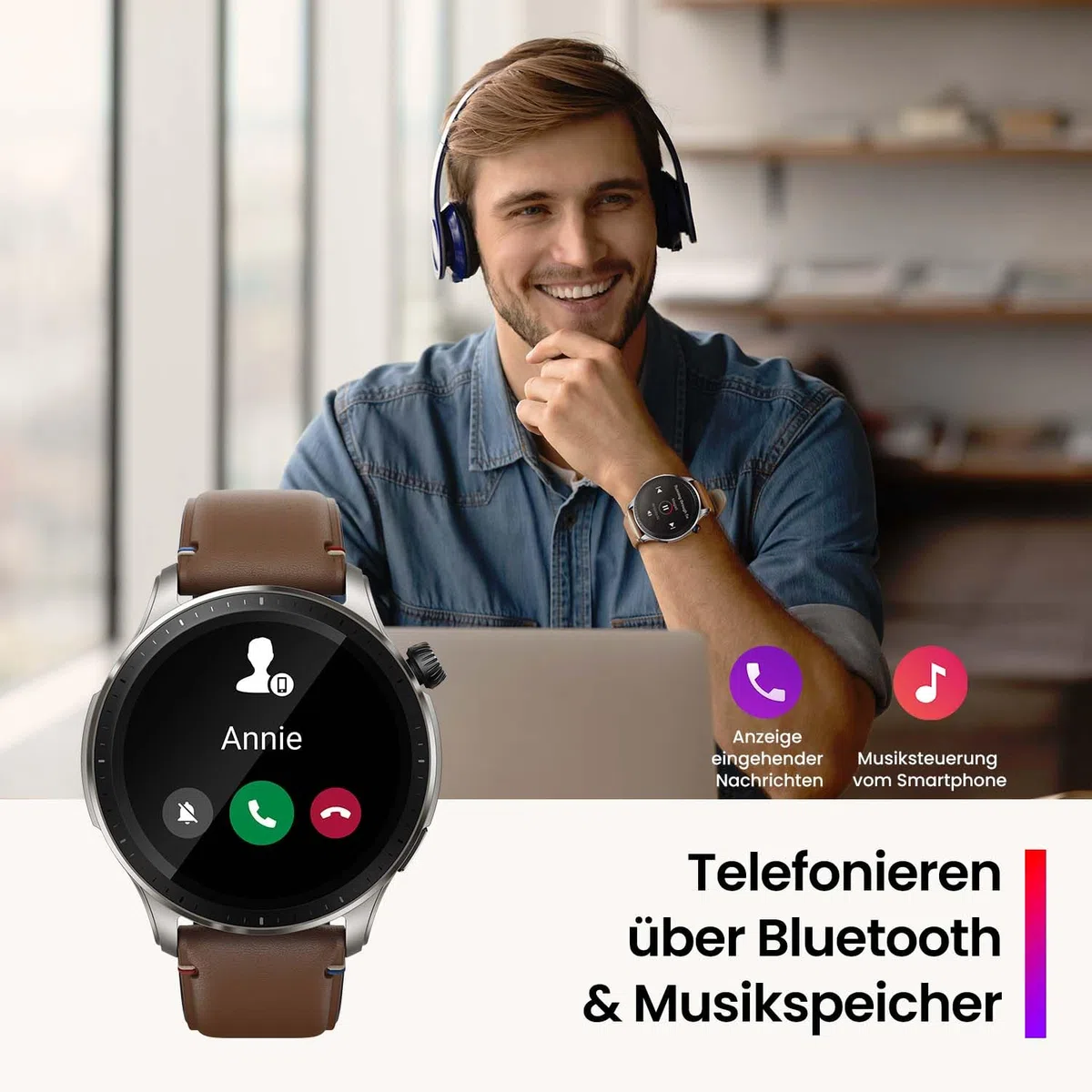 Amazfit GTR 4 Smartwatch mit Telefonieren über Bluetooth und Musikspeicher,1.43” AMOLED Display,150 Sportmodi,Alexa,14 Tage Akkulaufzeit,präzises GPS-Tracking für Herren Damen