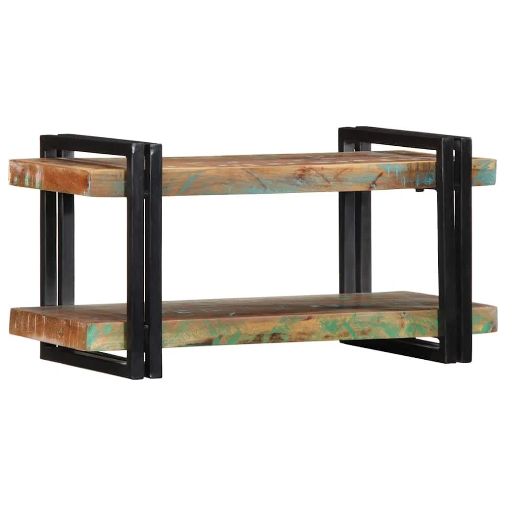 Mangloder Wandregal Mehrfarbig aus Massivholz und Eisen, 70 x 33 x 35 cm, belastbar bis 60 kg, hängend, platzsparend für Wohnzimmer, Heimkino, Gaming, Stauraum und Kabelmanagement