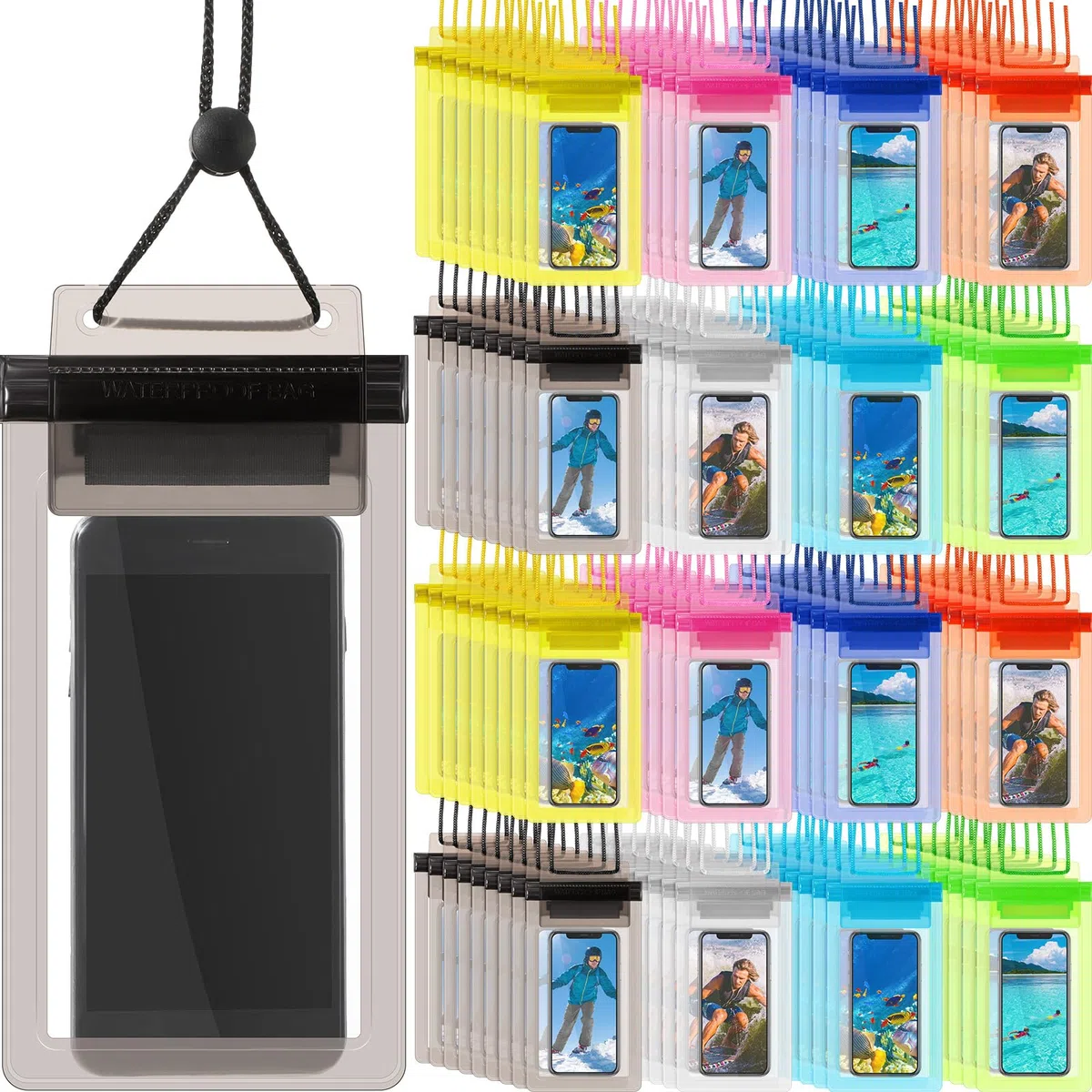 Shinylin Universelle wasserdichte Handytasche, wasserdichte Handyhülle, Unterwasser-Trockentasche, Umhängeband, transparent, Handy-Schutz für Strand, Schwimmen, 17,6 x 8,9 cm, 200 Stück