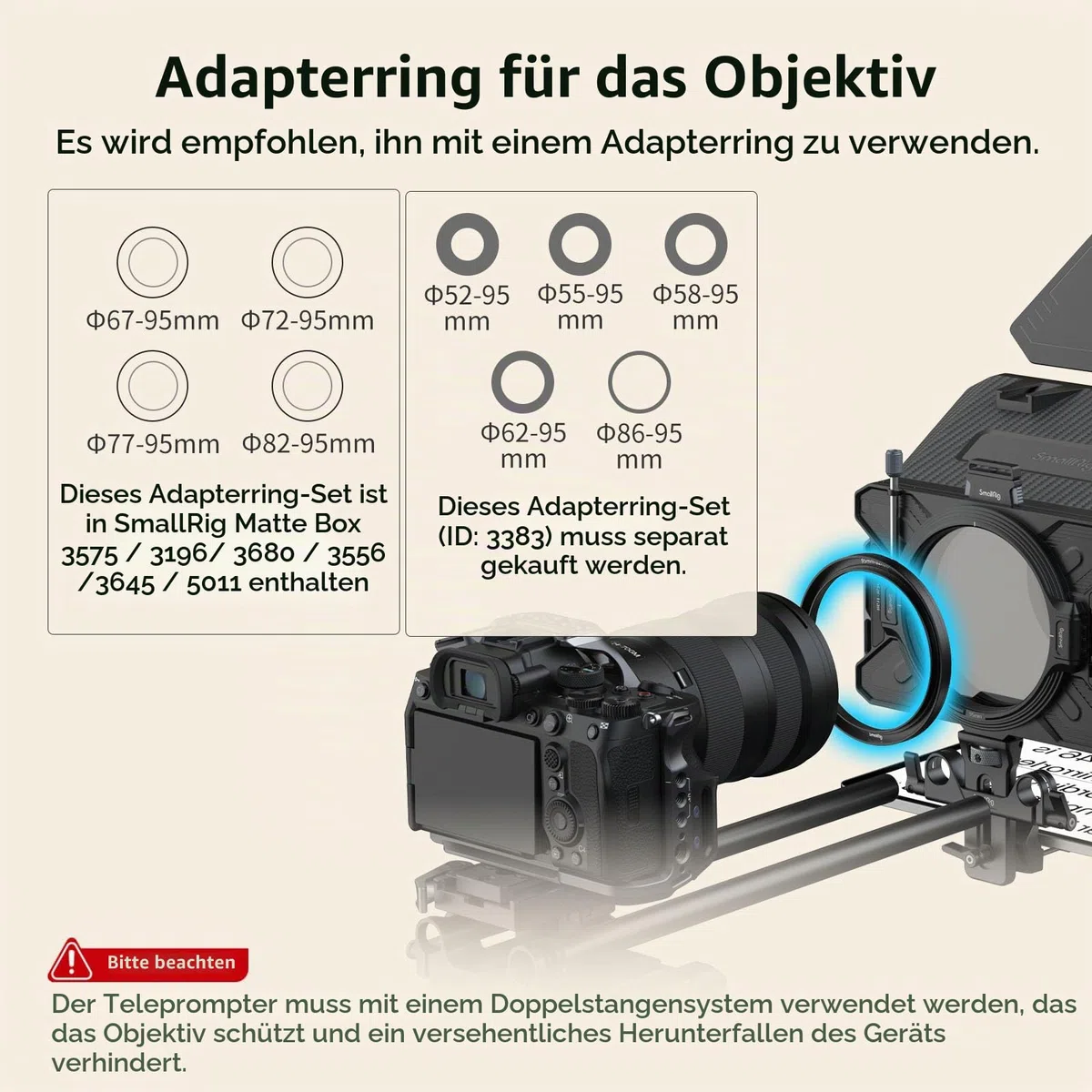 SMALLRIG Teleprompter für iPad für Android-Tablets bis zu 11 Zoll, Nicht für Smartphones, kleine GoGo-APP unterstützt PDF Picture Word TXT, muss mit 15 mm LWS Grundplatte für spiegellose DSLR – 3646B