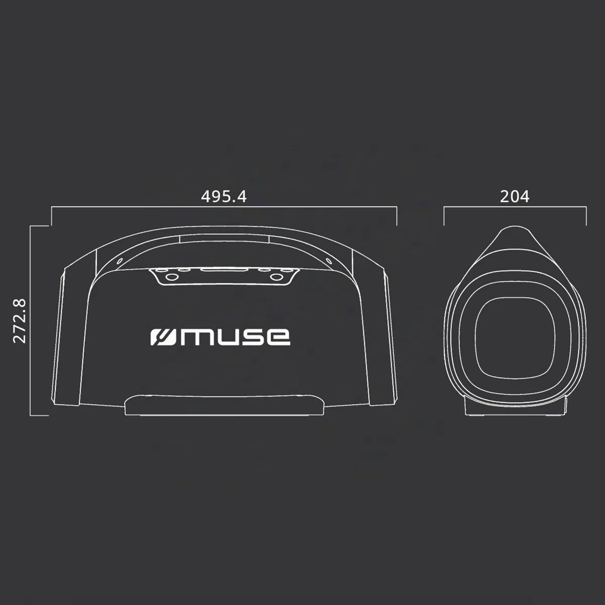 MUSE 300 Watt Schwarz tragbarer Bluetooth Lautsprecher, Splash-Proof, mit farbwechselnden LED-Lichtern, Wireless und Stereo Pairing, ideal für Outdoor, Wassergeschützt (IPX6)