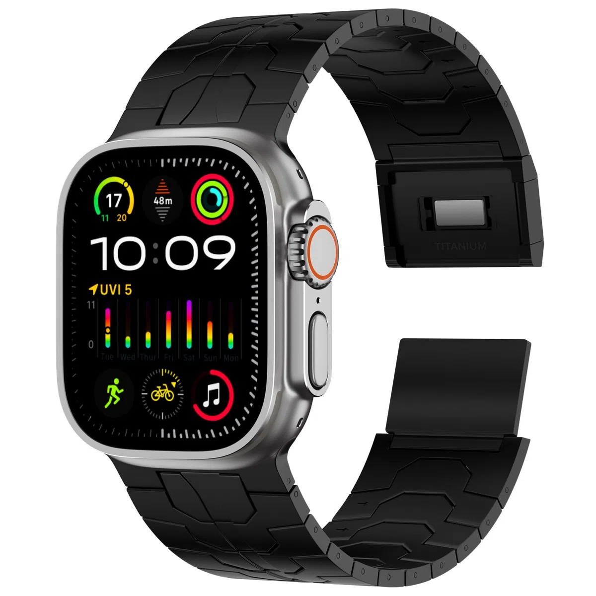 ACESTAR Titanarmband für Apple Watch Ultra 49 mm/Serie 10, 46 mm, 26 mm breit, verstellbare Glieder mit Magnetverschluss und DLC-Beschichtung