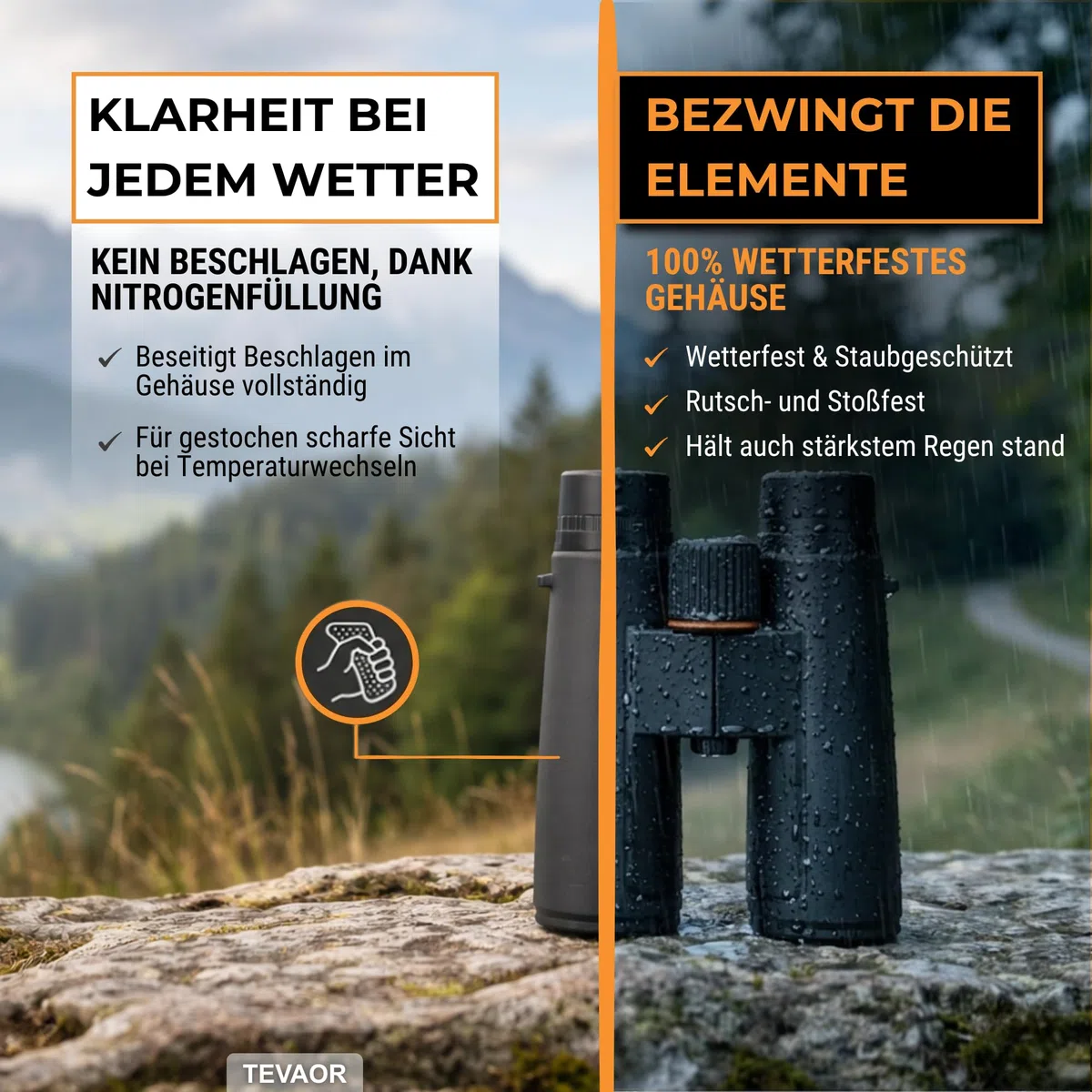 Fernglas 10x42 für Erwachsene & Brillenträger – BaK4 & FMC-vergütet, HD Feldstecher – Wetterfest & Beschlagfrei durch Nitrogenfüllung – für Wandern, Outdoor, Vogelbeobachtung, Jagd & Reisen