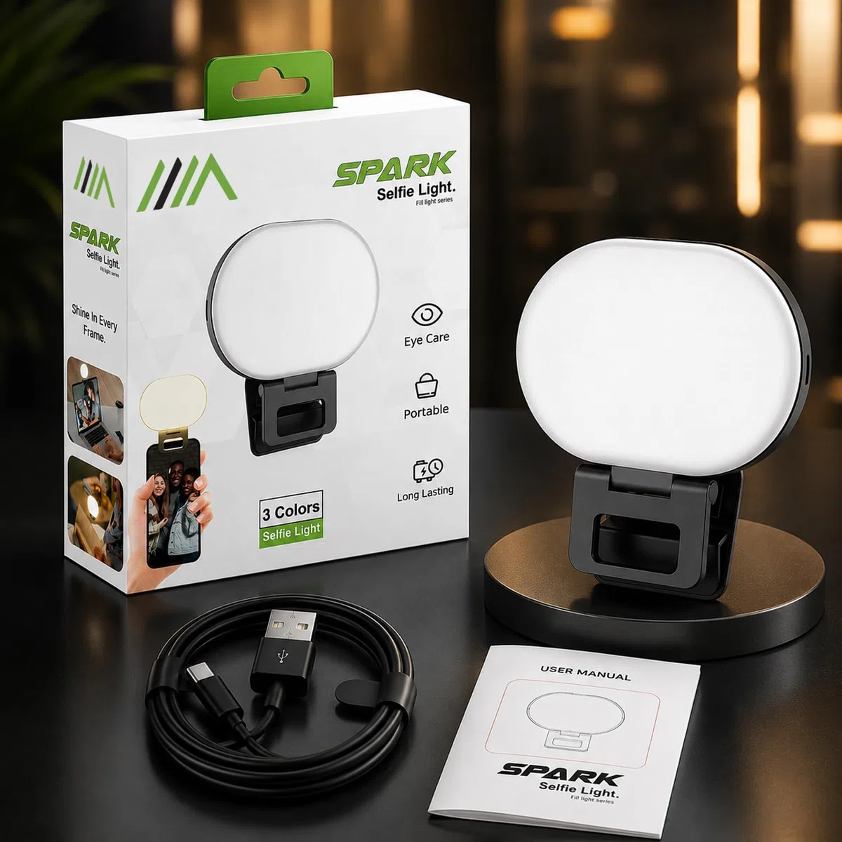 Weiches LED-Licht, wiederaufladbar, 2000 mAh, 2700–6500 K, Selfie-Licht mit Silikon-Clip, Typ-C-Aufladung, 3 Lichtmodi für Handys, Kameras, Laptops, iPads, perfekt für Make-up, Videoanrufe, TikTok &