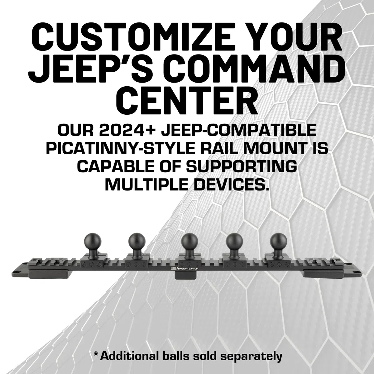 Bulletpoint Mounting Solutions Metallschiene im Picatinny-Stil mit universeller Handyhalterung + Action-Kamerahalterung, kompatibel mit Jeep Wrangler JL & Gladiator ab 2024