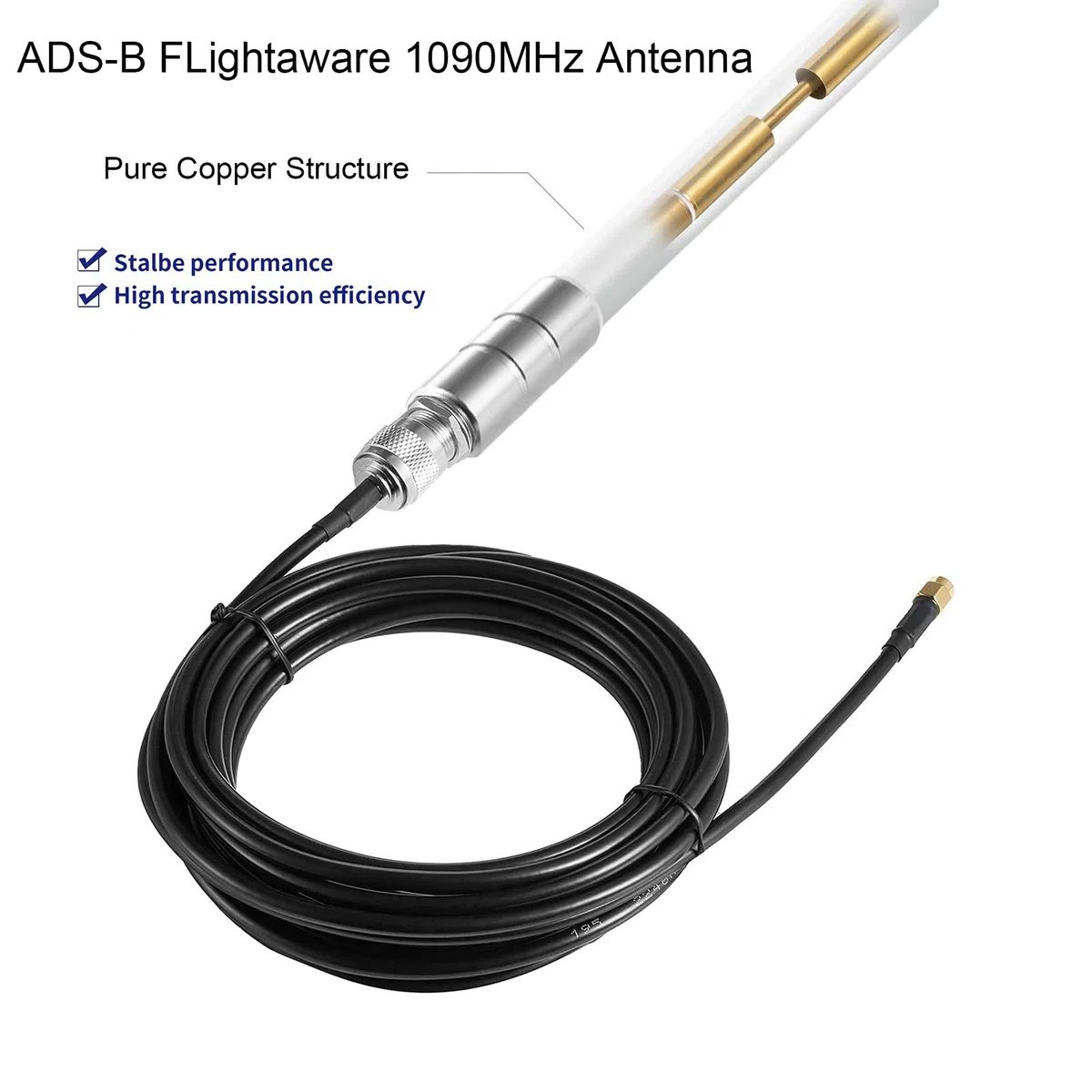 1090 MHz 978 MHz Dual Band ADS-B Antenne Flightaware Outdoor 5dBi Fiberglas Antenne mit 3 m Verlängerung SMA Kabel, Erhöhen Sie Fangabstand und Anzahl Eifagur