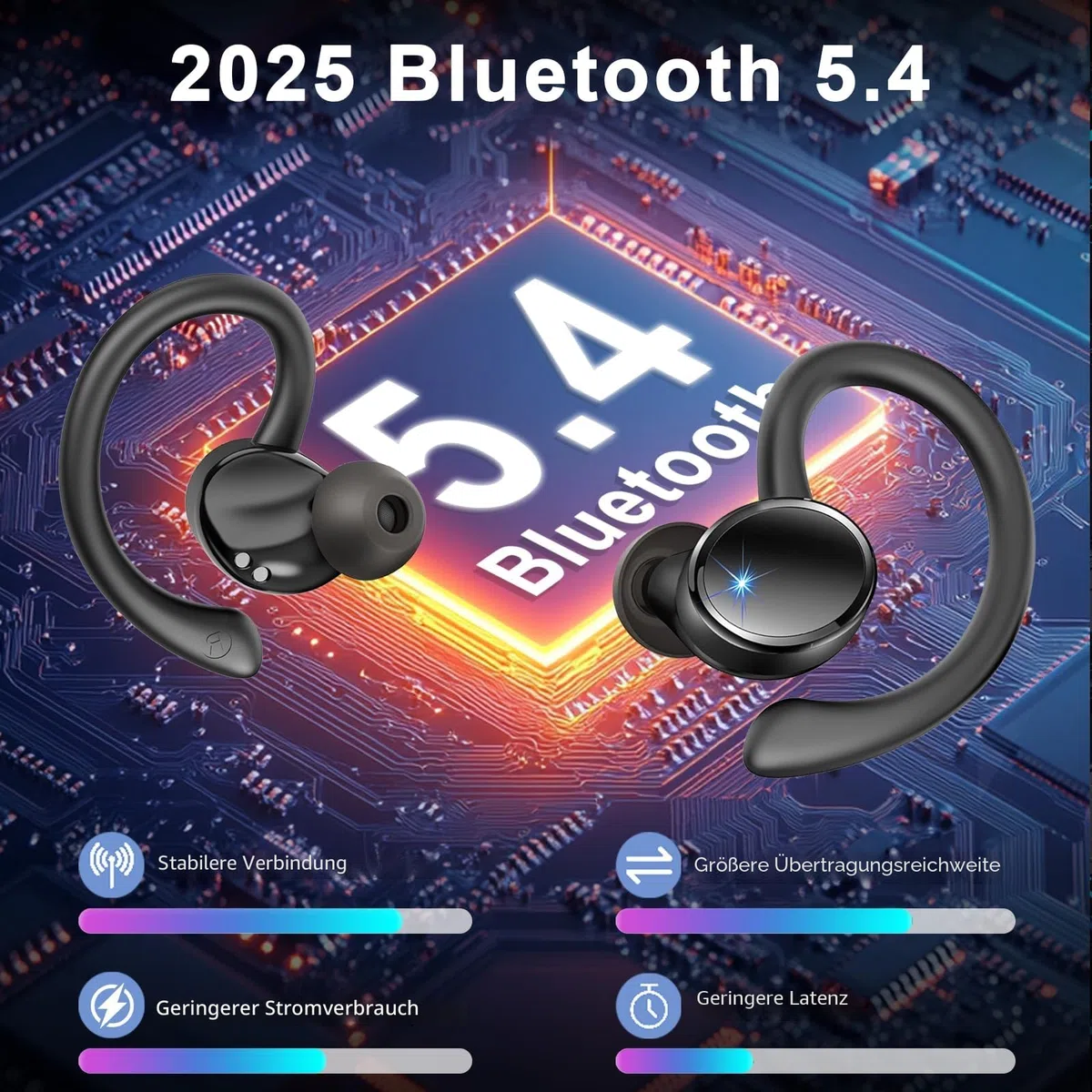 2026 Kopfhörer Kabellos Bluetooth 5.4, Bluetooth Kopfhörer, 50 Std Spielzeit, 4 ENC Noise Cancelling Mics, HiFi Stereo, In Ear Kopfhörer Kabellose Kopfhörer, IP7 Wasserdicht, Ohrhörer mit LED Anzeige