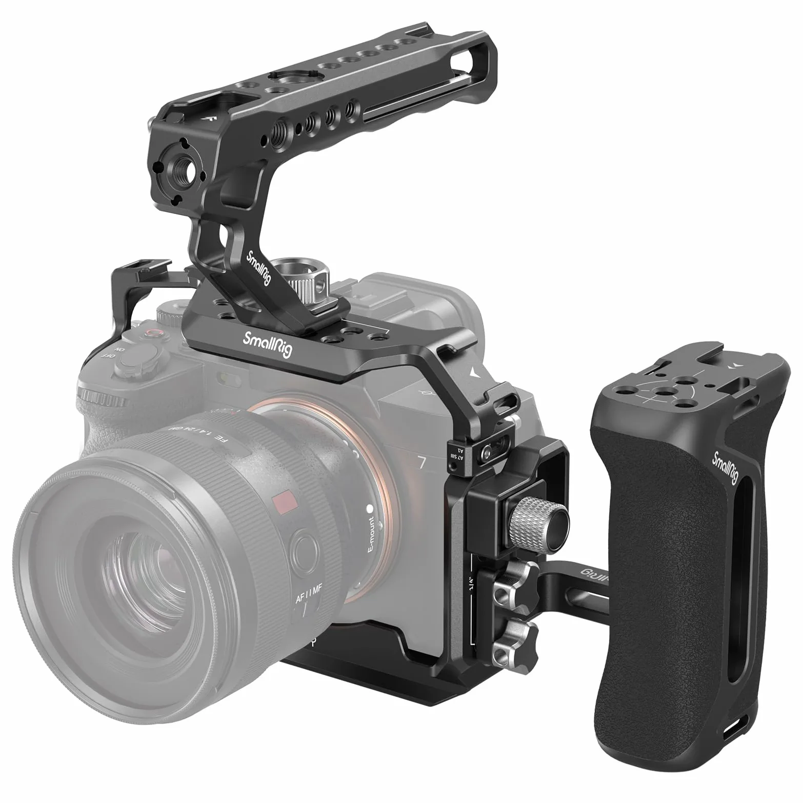 SMALLRIG HawkLock Schnellwechsel-Cage-Kit für Sony Alpha 7R V/Alpha 7S III/Alpha 1/Alpha 7R IV/Alpha 7 IV/Alpha 7 V, Vollkäfig mit oberem & seitlichem Griff, Kabelklemme (verbesserte Version) - 3669D