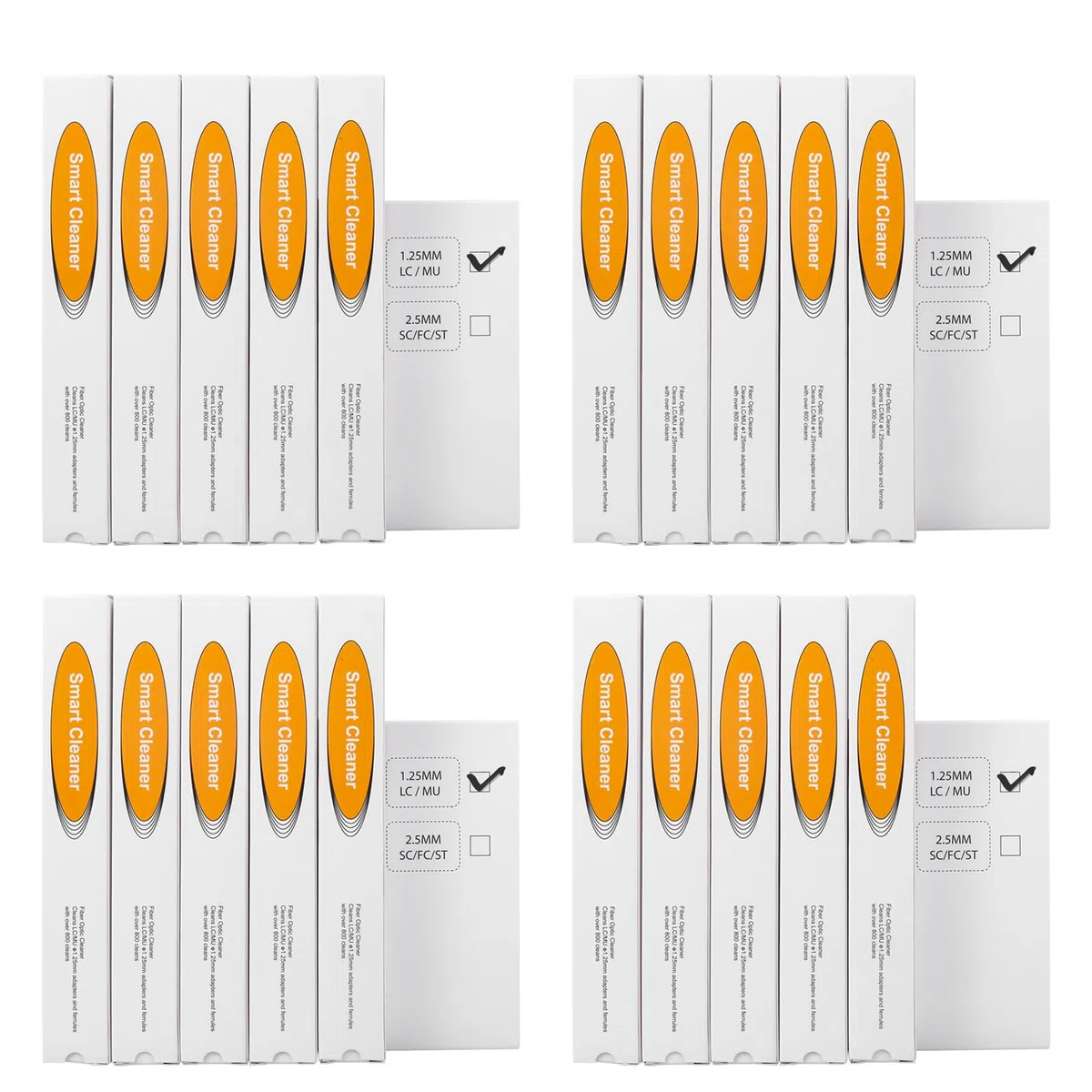20 Stück Glasfaser-Reiniger, Glasfaser-Werkzeuge, Reinigungsstift für LC/MU, 1,25 mm Stecker, über 800 Reinigungen, Faserendflächenreinigung und optische Steckerreinigung