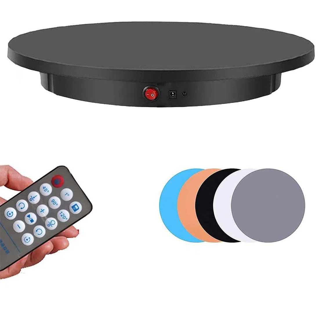 Drehteller Elektrisch,360 Grad Professioneller Drehscheibe Elektrisch Für Fotografie,60cm/42cm mit Fernbedienung für Produktfotografie,Schmuck Display,Shop Ausstellungsstand,Black-42CM