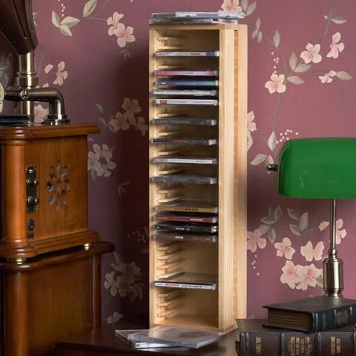 CD-Halter aus Holz, Aufbewahrungsbox für 31 CDs, Schreibtisch-Organizer für Filmhüllen, DVDs