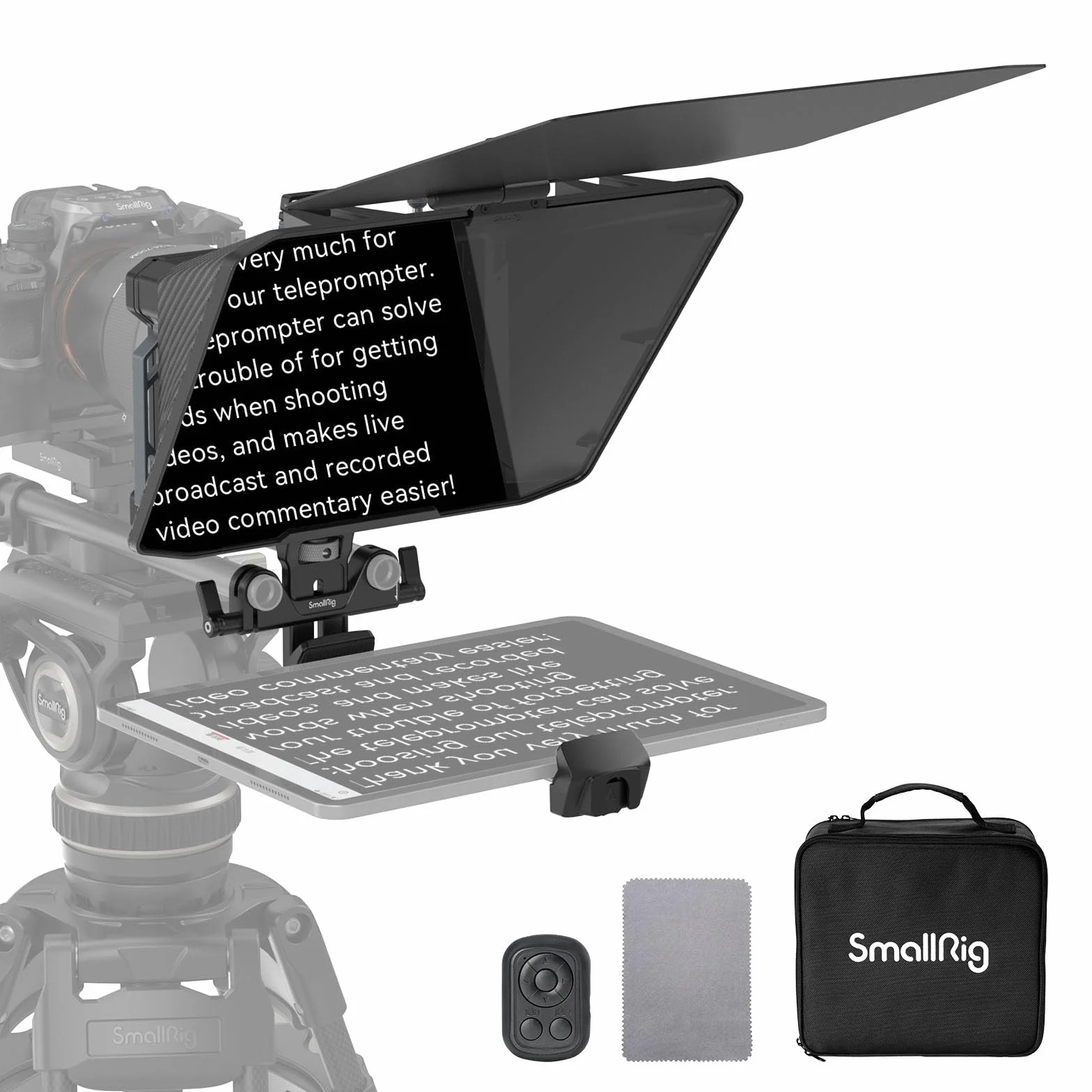 SMALLRIG Teleprompter für iPad für Android-Tablets bis zu 11 Zoll, Nicht für Smartphones, kleine GoGo-APP unterstützt PDF Picture Word TXT, muss mit 15 mm LWS Grundplatte für spiegellose DSLR – 3646B