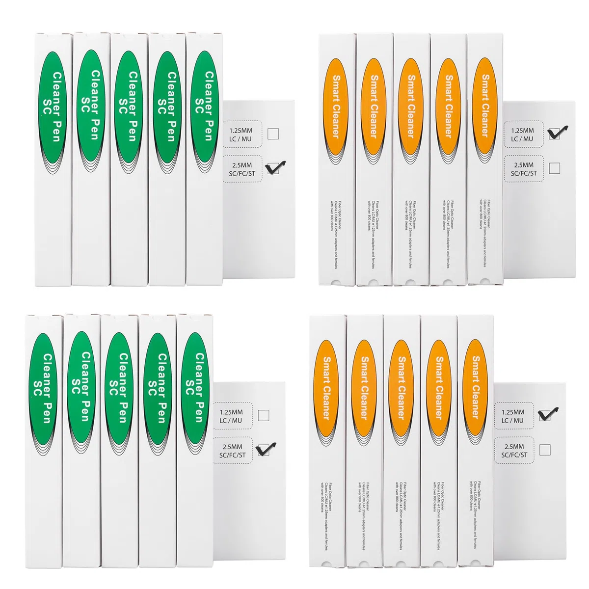 10 Stück Glasfaser-Reiniger, Glasfaser-Werkzeuge, Reinigungsstift für LC/MU-Stecker 1,25 mm und SC/ST/FC 2,5-mm-Stecker, effizienter Faserreiniger