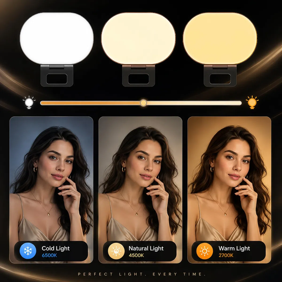 Weiches LED-Licht, wiederaufladbar, 2000 mAh, 2700–6500 K, Selfie-Licht mit Silikon-Clip, Typ-C-Aufladung, 3 Lichtmodi für Handys, Kameras, Laptops, iPads, perfekt für Make-up, Videoanrufe, TikTok &